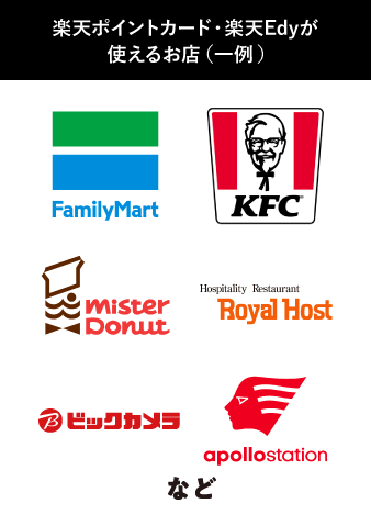 楽天ポイントカード・楽天Edyが使えるお店（一例）